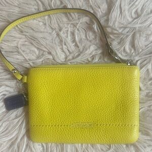 Coach Yellow Pebbled Leather Wristlet Clutch